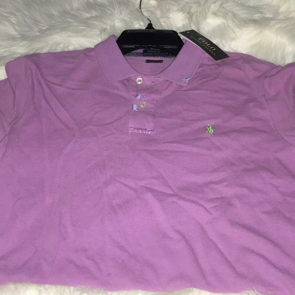 BNWT, Women’s purple classic RL polo shirt with unique distress on collar/sleeve